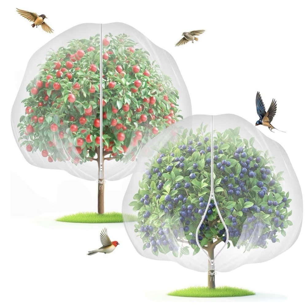 x2-Fruit Tree Netting with Zipper & Drawstring - 4'X6' Garden Plant Net Pest